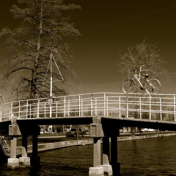 Walking bridge crossing the canal